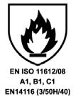 EN ISO 11612/08 A1,B1, C1 EN 14116 (3/50H/40)