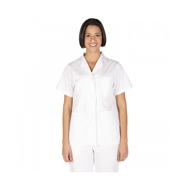 WUXIANG Casaca Sanitarios Mujer Ropa de Trabajo Enfermera Médicas Bolsillo Belleza Ropa Mujer Cuello V Uniforme Laboral Hospital Limpieza Casacas Sanitarias Mujer Señora Uniforme de Trabajo #0318 